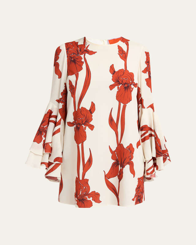 Iris Friday Floral Flutter-Sleeve Mini Dress